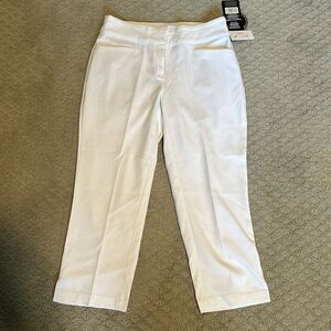 NWT Sz 2 PGA Tour white golf pants cropped wide leg